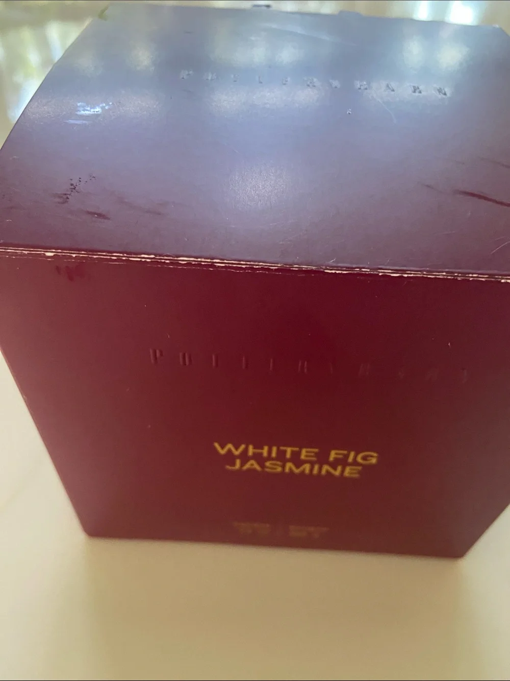 Pottery Barn White Fig Jasmine Candle - Deep Plum